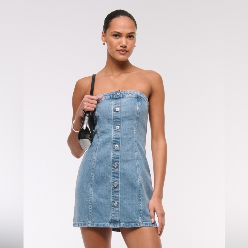 Abercrombie & Fitch Blue Strapless Sheath Dress